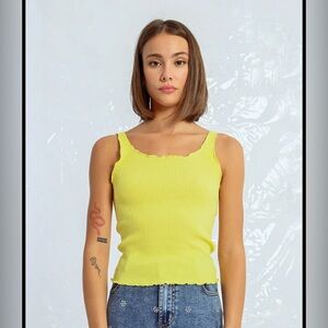 Lemon Yellow Ribbed Tank Top